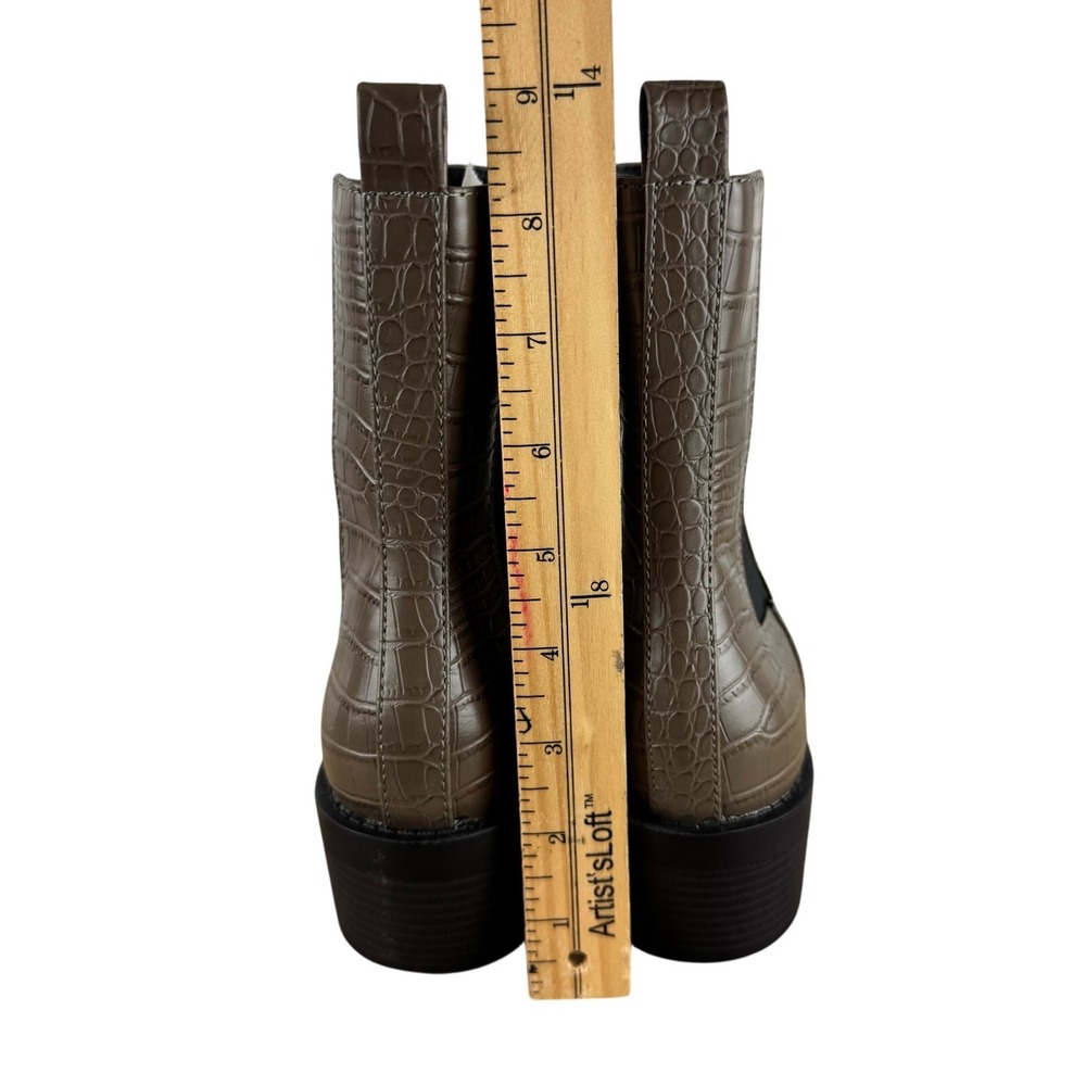 Open Edit Edayla Chelsea Boots Taupe Croc Embossed Square Toe Womens 7M - Picture 15 of 15